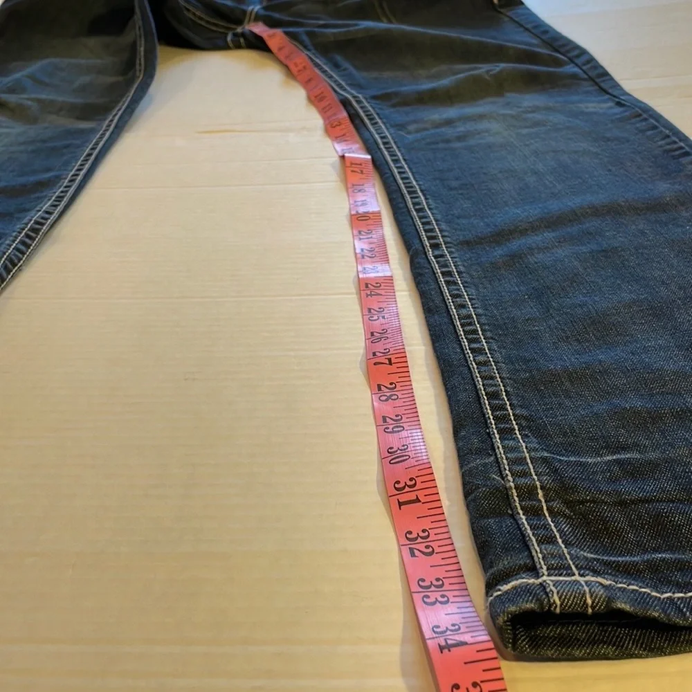 LA IDOL JEANS 15  ROSE Flair LEG JEANS RHINESTONES 5-POCKET ZIPFLY - Picture 8 of 16